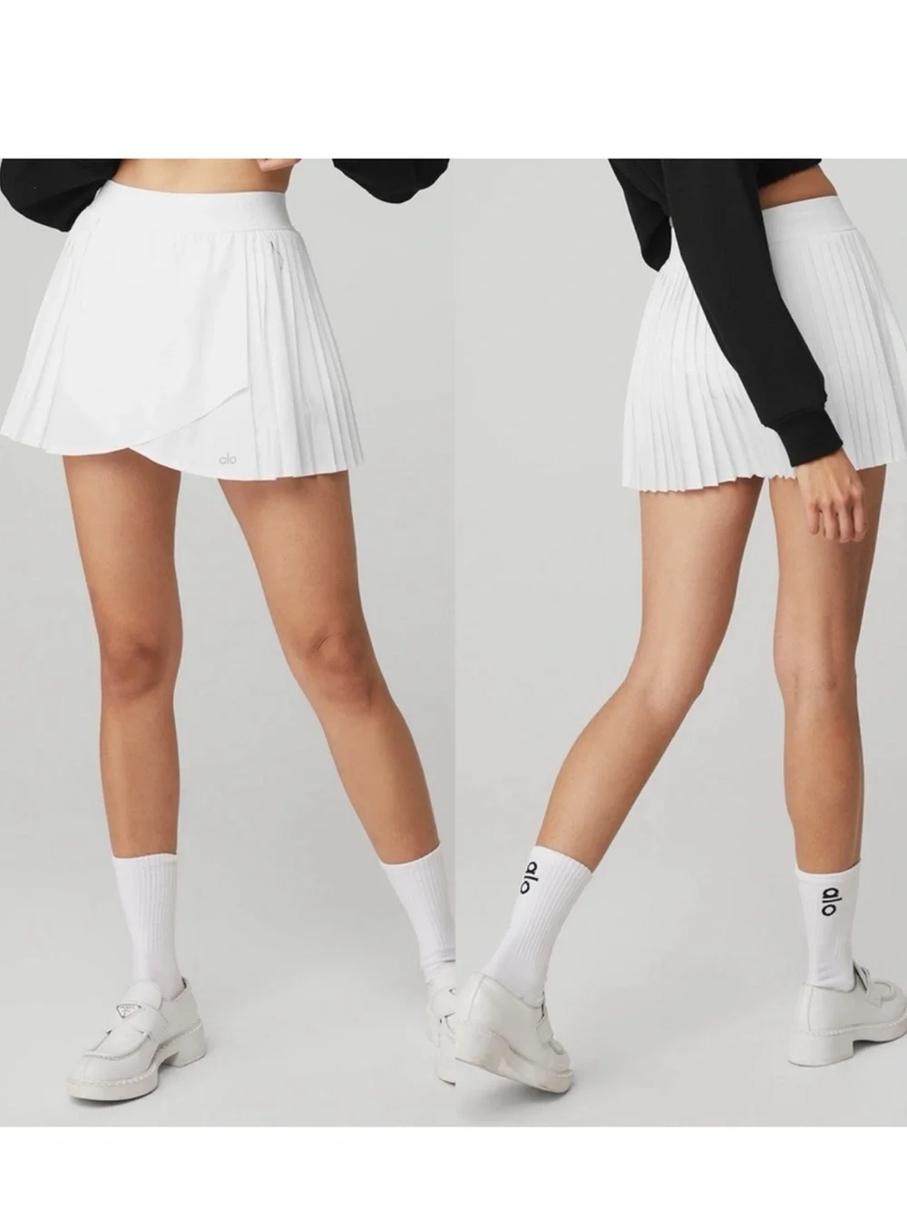 Alo Yoga Aces Tennis Skirt in White Women's XS/Small Pickleball Pleated Skort